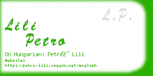 lili petro business card